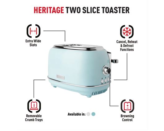 Haden Heritage Turquoise 2 Slice Toaster