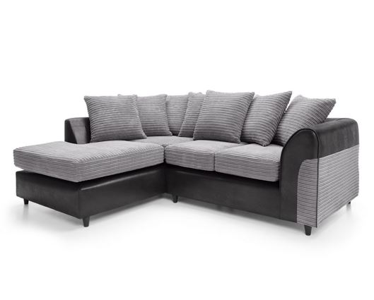 Harley Left Hand Facing Corner Sofa - Black & Charcoal