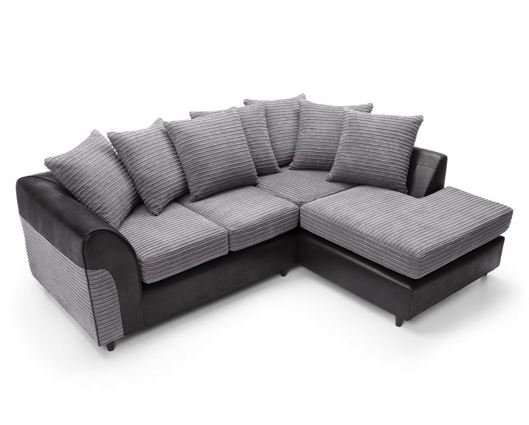 Harley Right Hand Facing Corner Sofa - Black & Charcoal