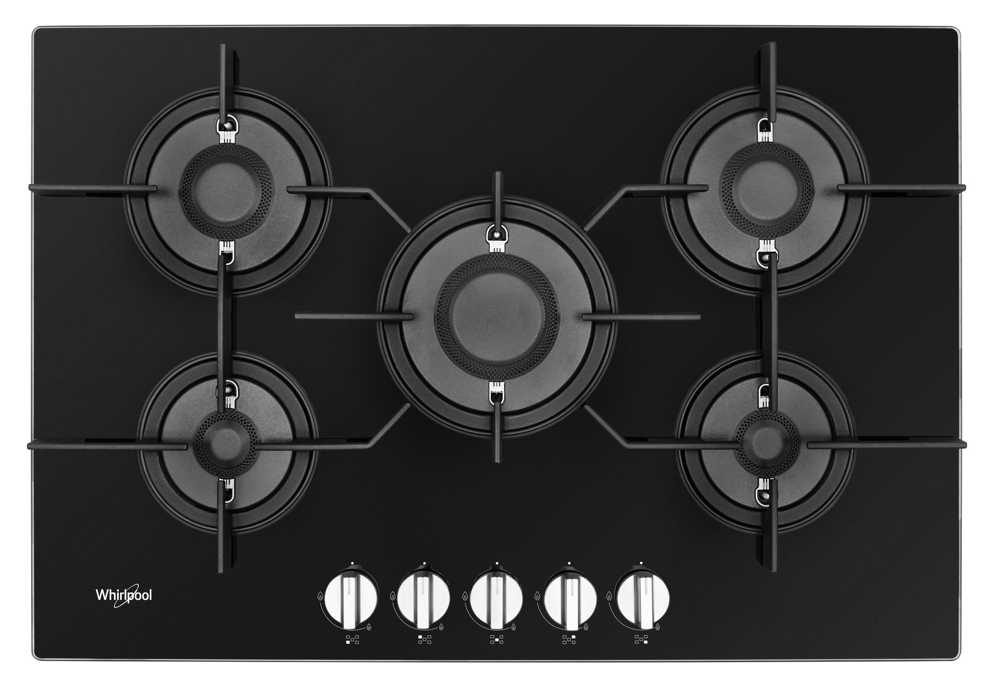 Whirlpool POW75D2/NB Gas On Glass 75CM Hob - Black